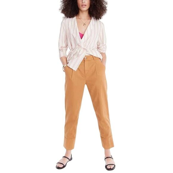 J. Crew Women's Tan High Waisted Pleated Chino Pant in Burnt Caramel Size 8 - Picture 1 of 9